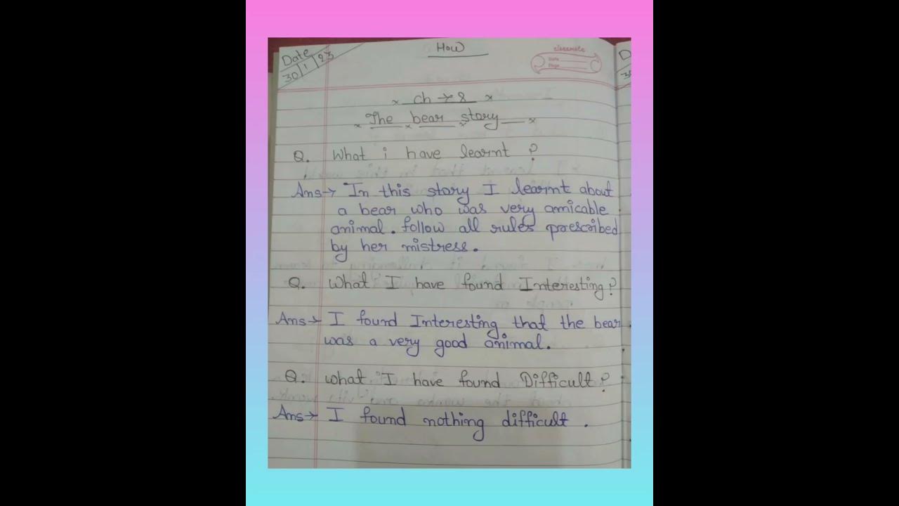 Learner Diary Class 7 English Ch 8 The Bear Story shorts learner-diary-class-7-english-ch-8-the-bear-story-shorts