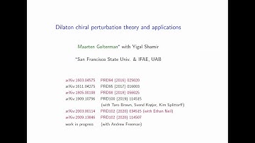 Maarten Golterman (San Francisco U. and IFAE) on Dilaton chiral perturbation theory and applications