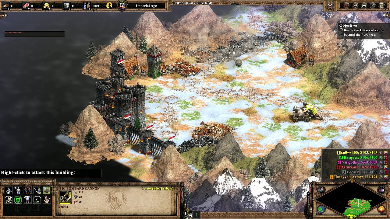 AoE2DE Crossing the Pyrenees with a Big Bombard Cannon YouTube