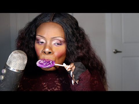Purple and White Swirl Lollipop ASMR Eating Sounds