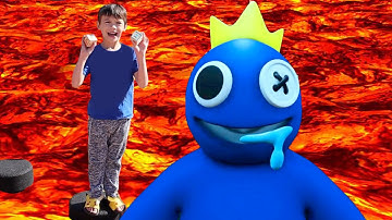 Floor is LAVA with Blue Rainbow Friends in REAL LIFE at My PB&J Haunted Park!