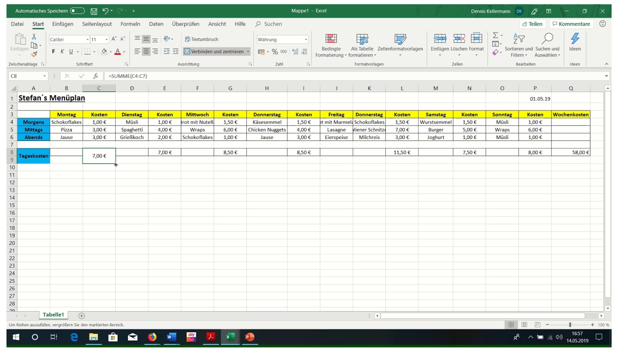 Zellenformatierung in Excel 5 Zellen verbinden - YouTube