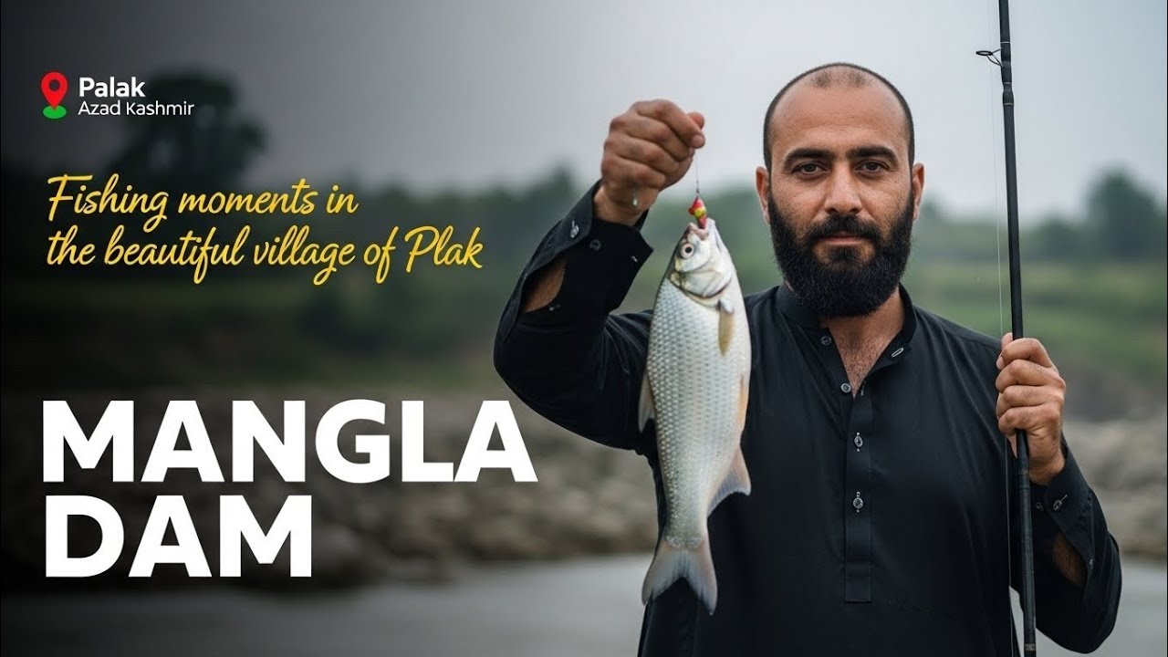 "Evening vibes in Plak, Azad Kashmir 🌄Fishing by the village dam, 