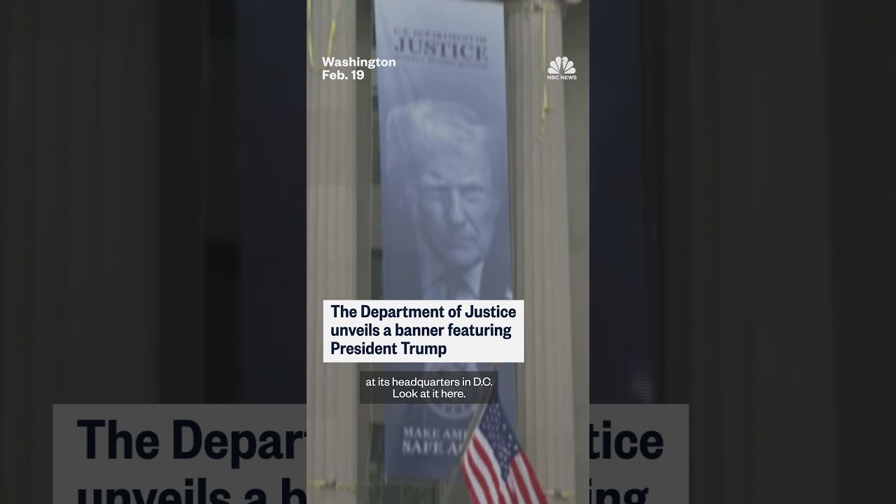 Justice Department unveils banner featuring Trump Justice Department unveils banner featuring Trump