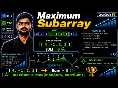 LeetCode 53 - Maximum Subarray | C++ Solution | Kadane's Algorithm