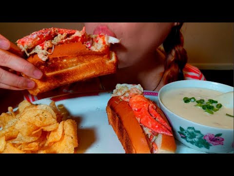 ASMR Best Maine Lobster Roll + Clam Chowder + Kettle Chips 먹방 *No Talking* suellASMR