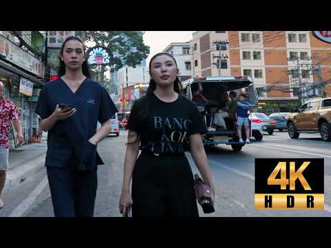 Pattaya 4K Walk Beach Road, Soi BuaKhao, Evening Scene. Thailand Feb 2026.
