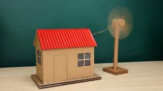 How to make mini Wind Turbine model from Cardboard - Electric wind generator - school project