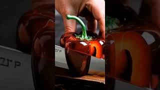 cutting this glass bell pepper with kitchen knife | lik wonky cutting glass