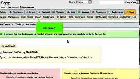 How to backup and restore your database in PrestaShop