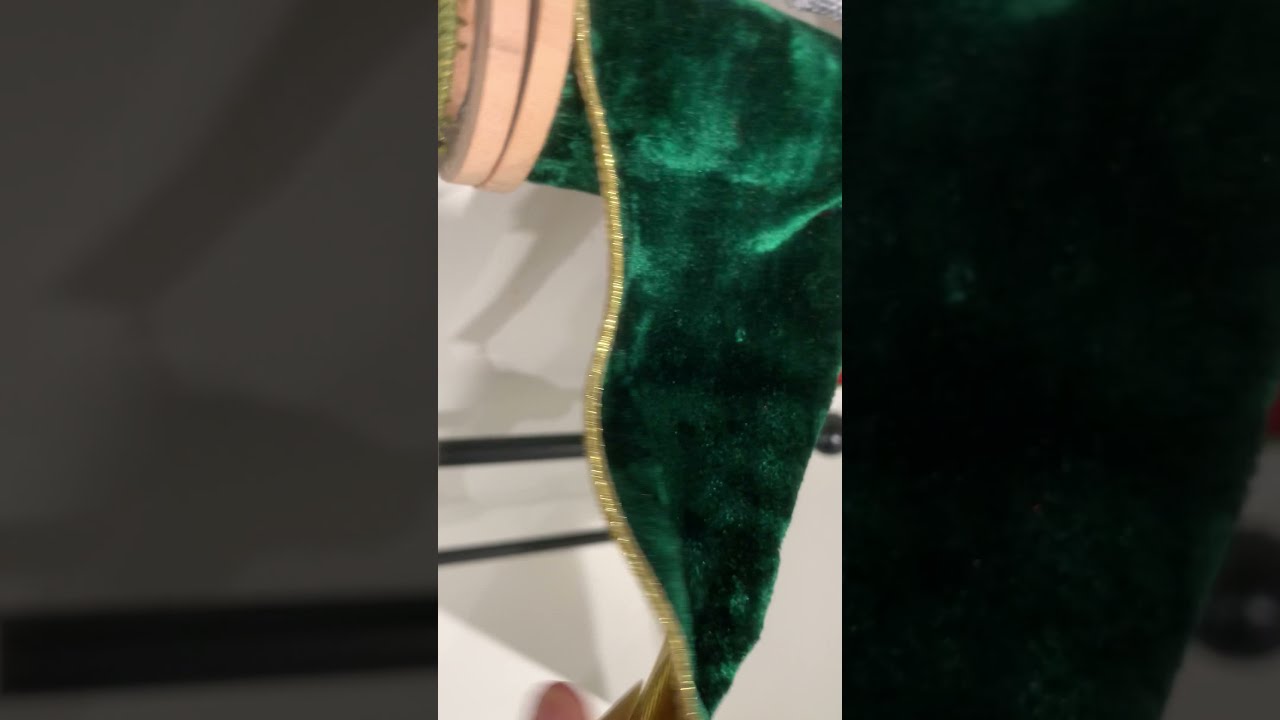 Raz 4" Green Velvet and Gold Metallic Wired Christmas Ribbon R4171886