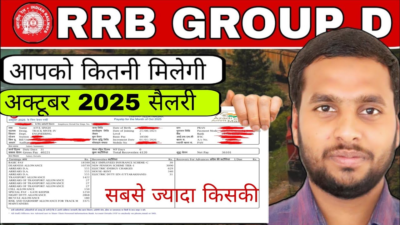 Railway group d October 2025 salary slip Trackman 4 Railway fatak gateman latest news joining salary