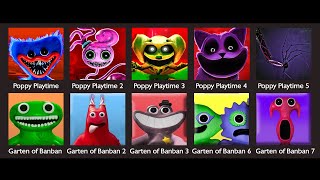 Poppy Playtime Chapter 1, 2, 3, 4, 5 Vs Garten Of Banban 1, 2, 3, 4, 6 , 7