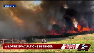 Evacuations underway after wildfire sparks near Binger