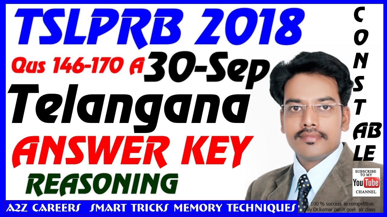 TSLPRB constable 30 september 2018 answer key Reasoning prelims exam with solution