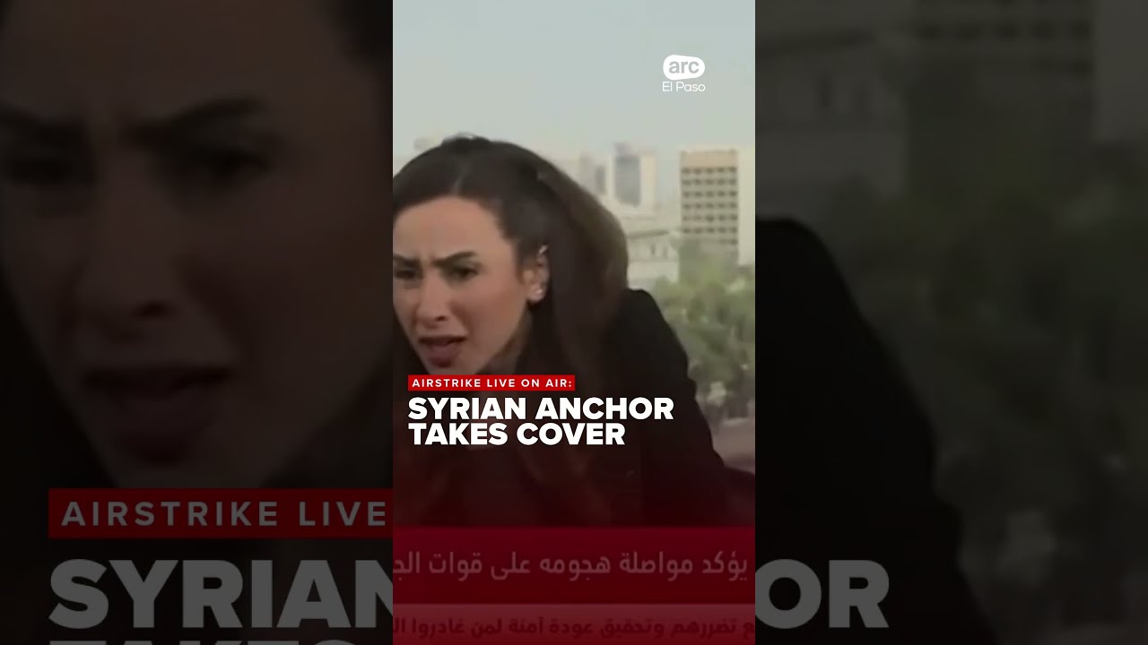 LIVE ON AIR A Syrian Anchor Takes Cover After Airstrike At Ministry Of Defense Building