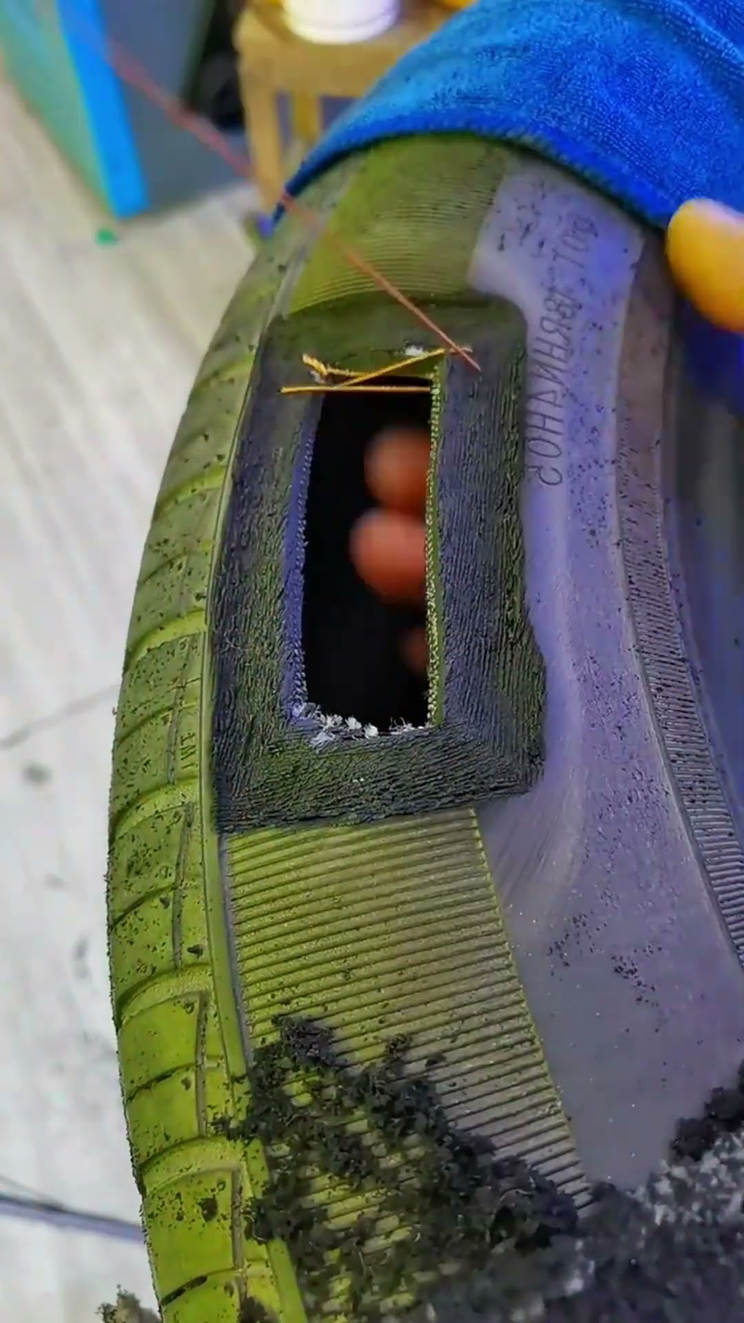 Tire internal damage repair process