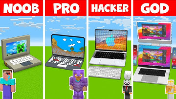 Minecraft NEW APPLE MacBook CHALLENGE: NOOB vs PRO vs HACKER vs GOD in Minecraft! Laptop / Animation