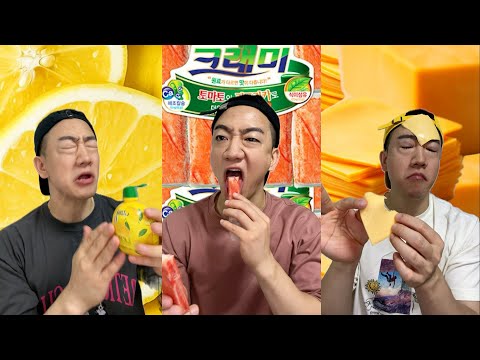 | Sliced cheese | Crab Stick | Lemon juice | 슬라이스 치즈 크래미 레몬즙 Korean Mukbang ASMR