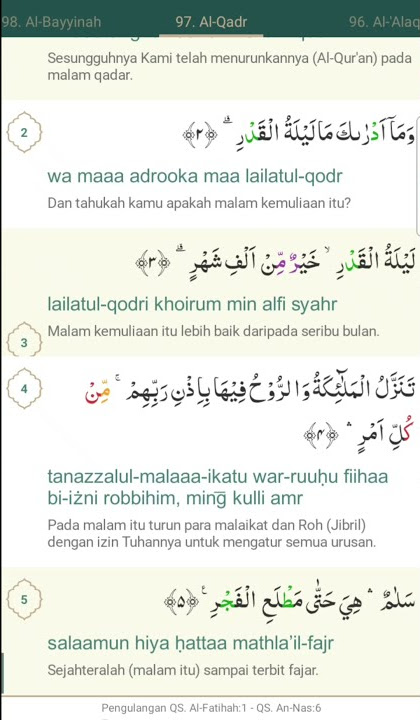 Q.s Al-Qadr, Latin dan Terjemahan