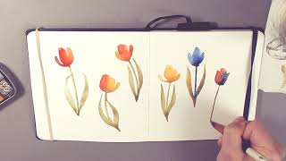 Watercolour Tulips in Real Time 🌷🖌⏱ & a little check-in.