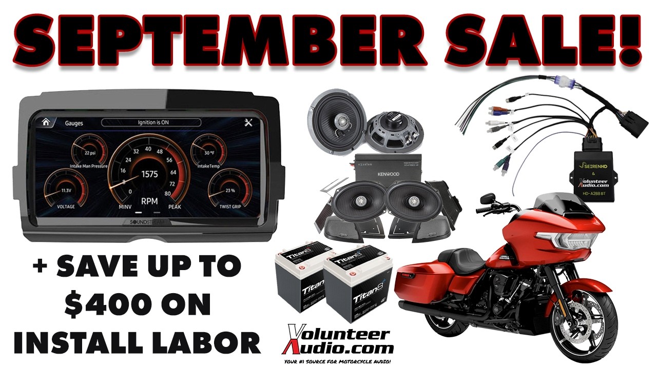 Volunteer Audio September Harley Audio Sale | Save Big on Radios, Speakers & Installation!