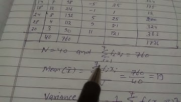 Find the mean and variance for the data: xi = 6,10,14,18,24,28,30   fi = 2,4,7,12,8,4,3