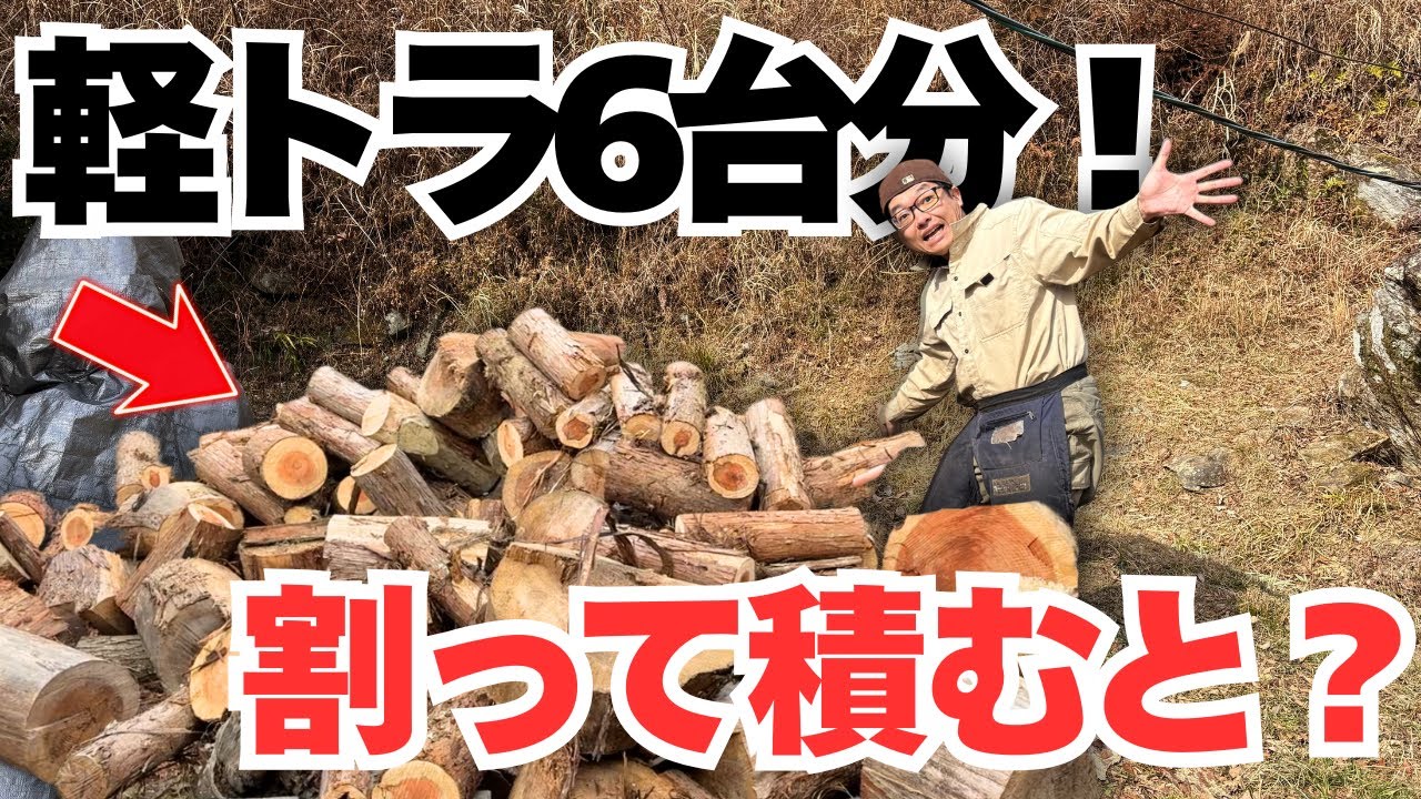 軽トラ6台分、割って積むとどれくらい？丸太集め記録更新中