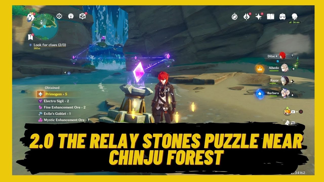 Genshin Impact 2.0 The Relay Stones Puzzle near Chinju Forest New