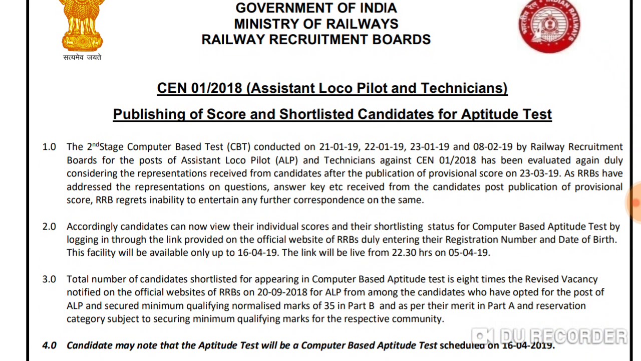 rrb-alp-2018-publishing-of-score-and-shortlisted-candidates-for-aptitude-test-youtube