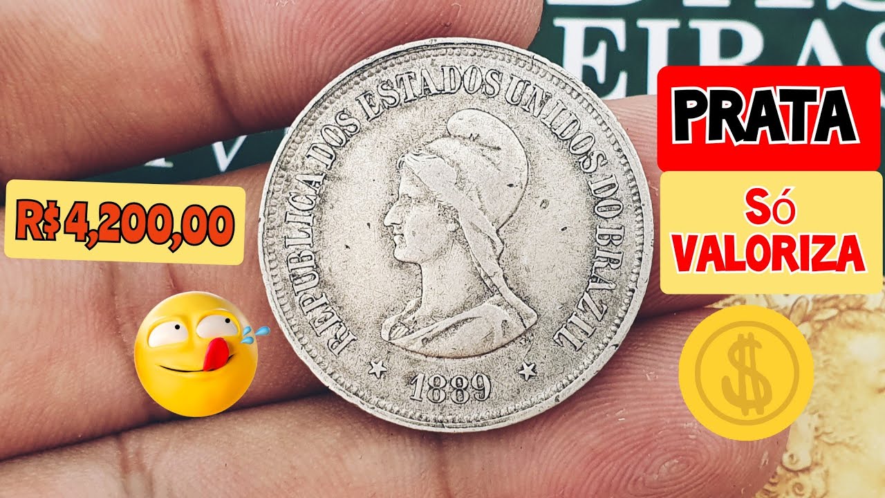 A RARA moeda 1000 RÉIS ANO 1889 Prata muito valiosa ,valores atualizados de catálogo