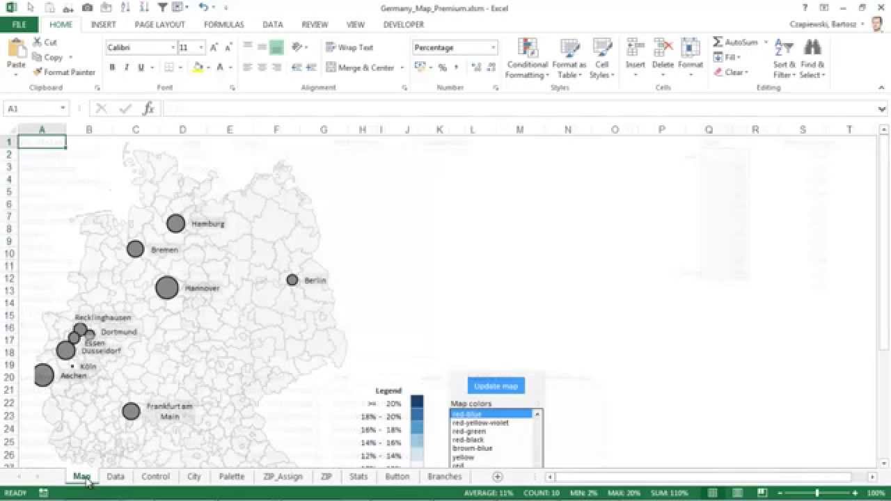 Excel-Karte Deutschland (Folge 10) – Wie kann man auf einer Karte zwei