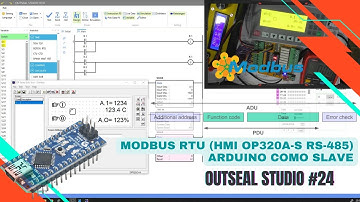 ⚡ Outseal Studio Cap_24 HMI OP320 por Modbus RTU con un Arduino Nano por RS485 manejo de registros.