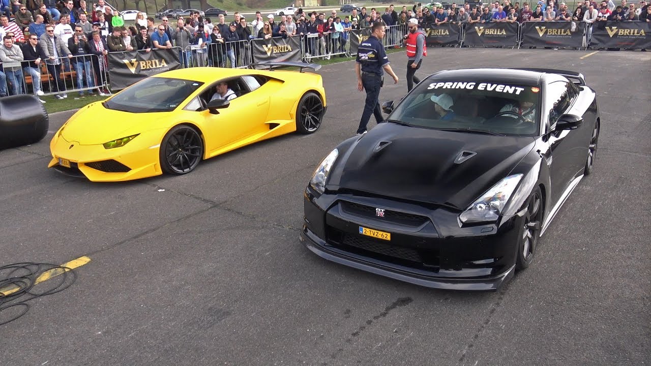 Nissan GT-R R35 vs Lamborghini Huracan Novitec N-Largo S - YouTube