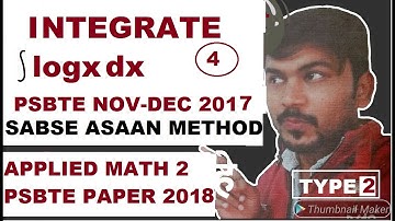 Integration by Parts Questions 4 Applied Mathematics 2 Diploma PSBTE Dec 2014 Paper Solution Hindi