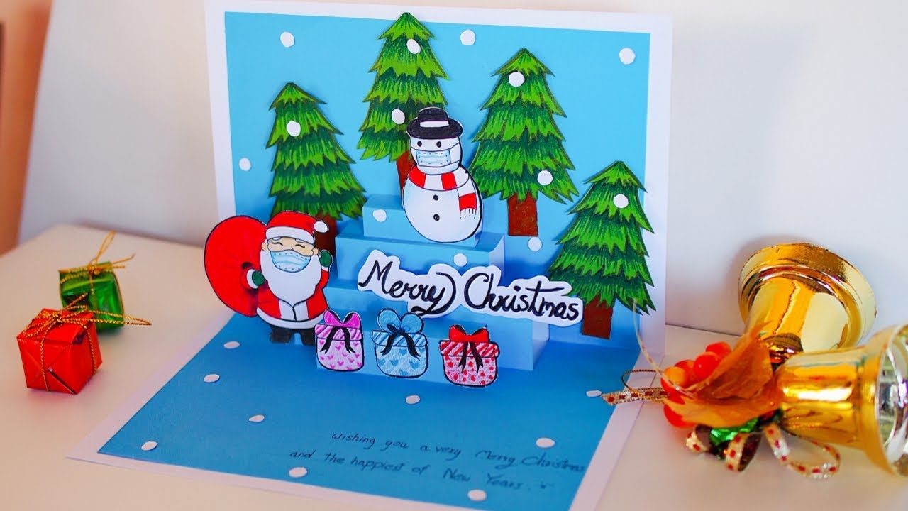 DIY Christmas Pop-up card/how to make Pop up card/paper craft idea|การ์ดป๊อปอัพคริสต์มาส น่ารักๆ☃️🎄🎅