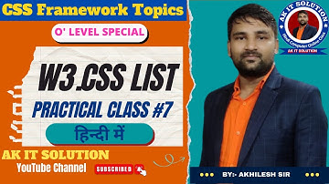 #7 CSS Framework || W3.CSS List || Avatar List || Hoverable List | Colored List | #olevelfullcourse