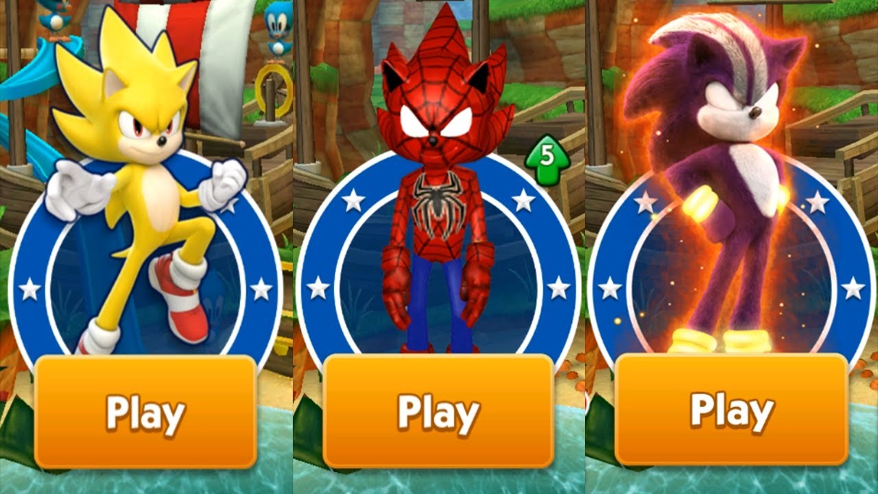 Sonic Dash - Movie Super Sonic vs Darkspine Sonic vs Spiderhog Mods ...
