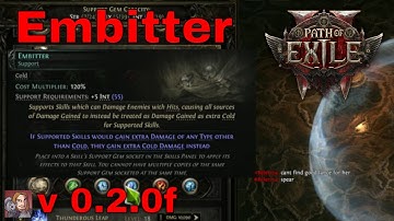 Path Of Exile 2 Support Gems - Embitter (All Gain Becomes Cold Gain) v0.2.0f