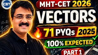  Vectors | MHT-CET 2025 PYQs |L :01 |100% Expected Questions 