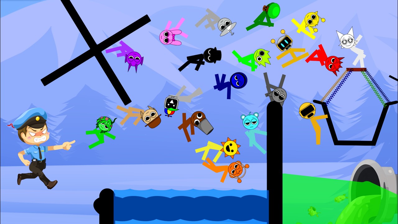 Incredibox Sprunki Jump to Bowl in Algodoo │ Level 16.