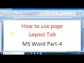 how to use Page Layout Tab Microsoft word ( part-4)