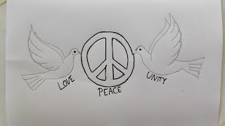 LOVE, PEACE, UNITY - Poster of world Peace Day / Drawing