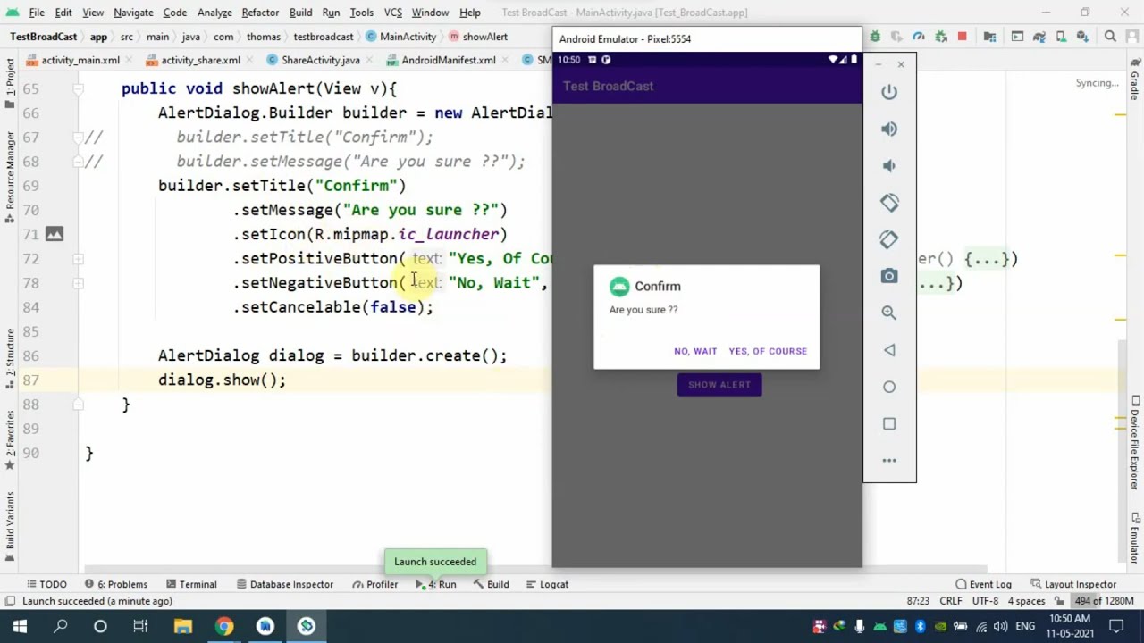 SMS Receiver and Alert Dialogs in Android - YouTube