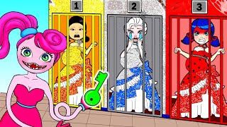 OMG! Let's Run Away From Mommy Long Legs! - Gold Squid Game VS Silver Elsa  | WOA Doll Crafts