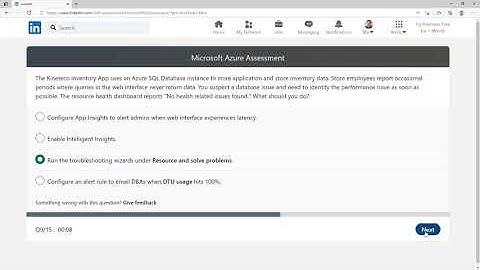 LinkedIn - Microsoft Azure Assessment - May 2021 - Passed