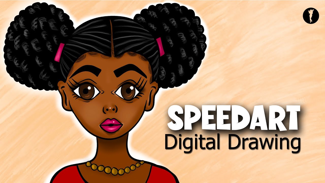 Digital Art Speedart: Cute Afro Puffs Cartoon Girl | Timelapse Drawing with Relaxing Music