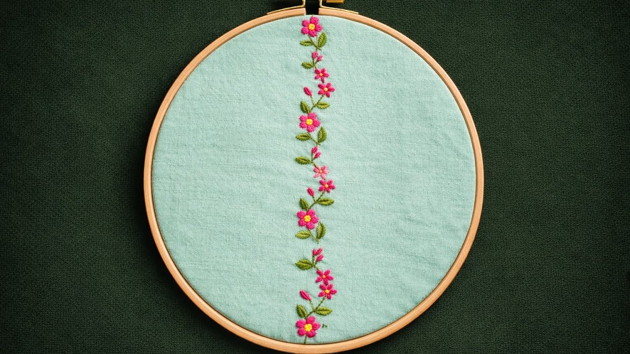 Elegant Floral Embroidery for Shirt Side Panel | Hand Embroidery Tutorial Step by Step