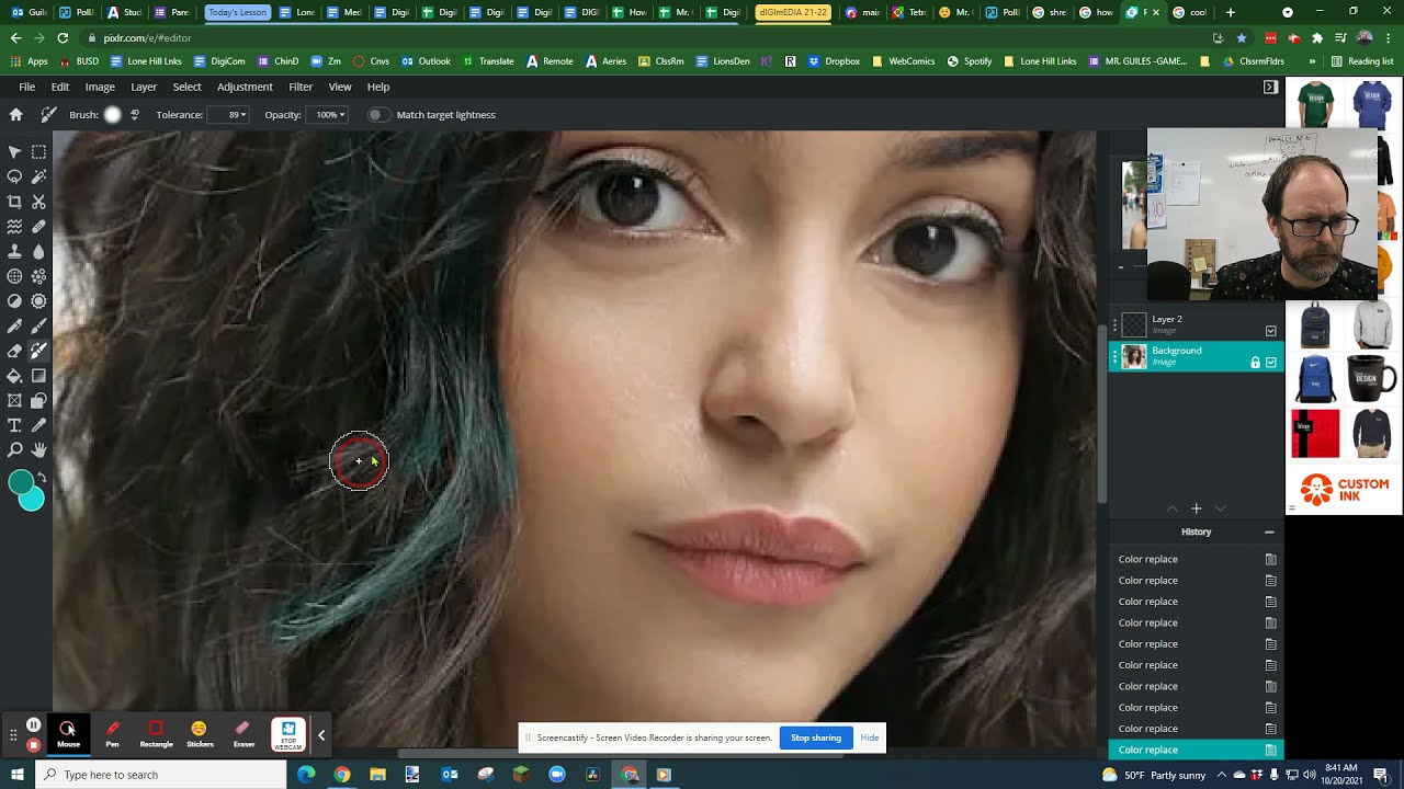 Replacing Hair and Eye Color in a Picture Using YouTube
