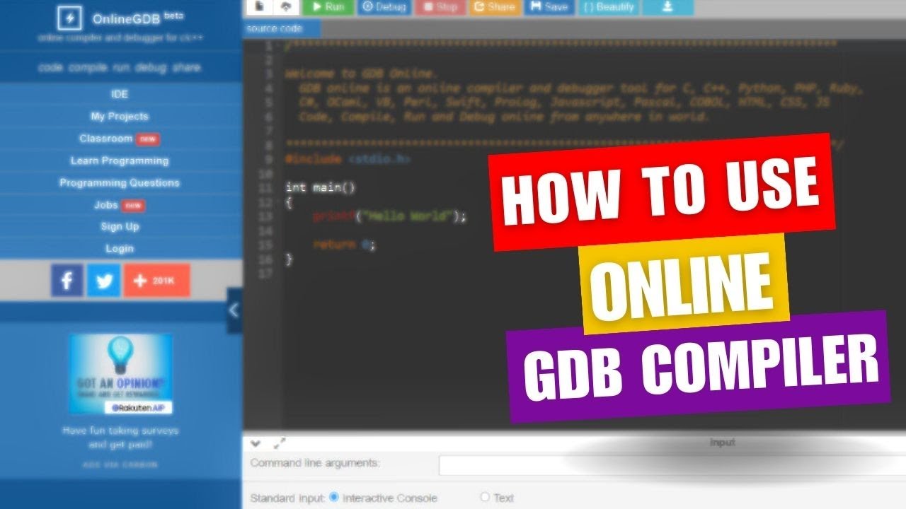 GDB online Debugger, Code, Compile, Run, Debug online C, C++